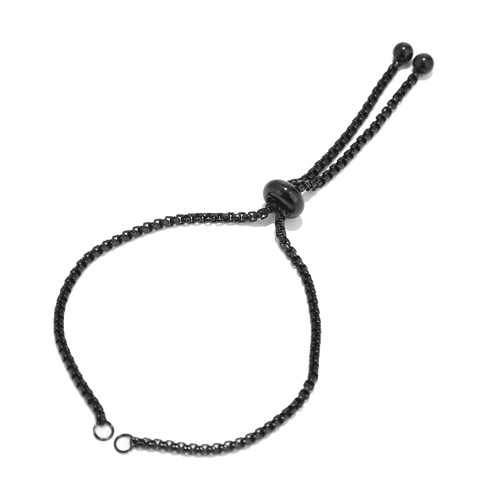 Rose Gold Bracelet - 10PCS ขายส่งสแตนเลสสตีลสีดํา/ทอง/Rose Gold สไลด์สร้อยข้อมือปรับโซ่ Boho สร้อยข้อมือลูกปัดยาง