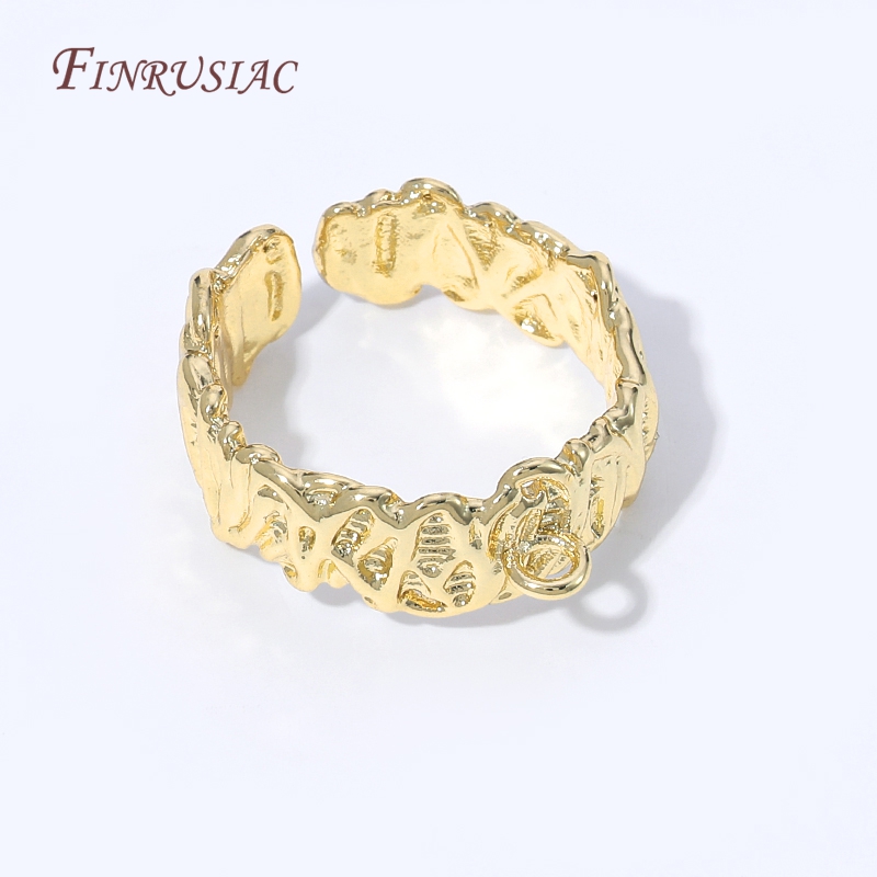 Gold Plated Ring - ฐานแหวนทอง 18K ชุบทองแบบเปิดปรับขนาดได้, ตัวเรือนแหวนทองเหลืองพร้อมห่วง, ชิ้นส่วนทำเครื่องประดับ DIY