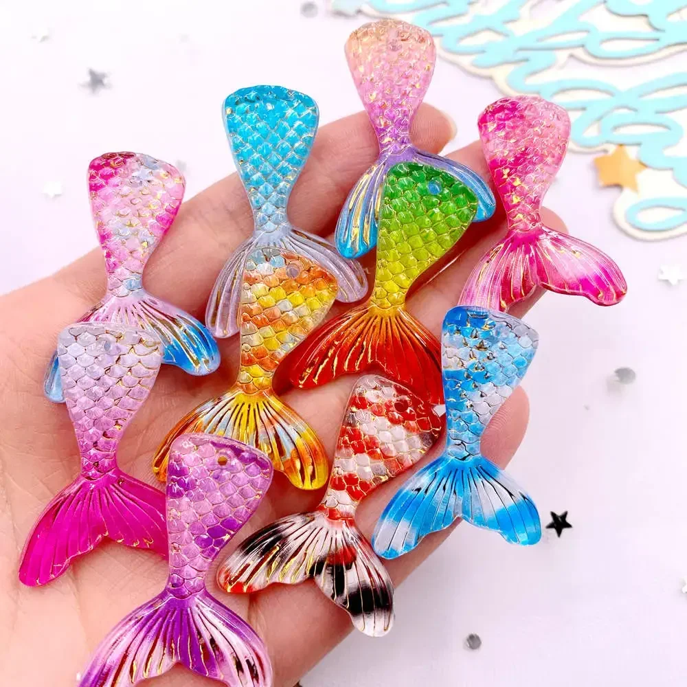 Paradise Jewelry & Watches Llc Miami - หางนางเงือกเรซิ่นหลากสีแบบกลิตเตอร์ 10 ชิ้น แบบหลังแบน ประดับเพชรเทียม สำหรับงาน