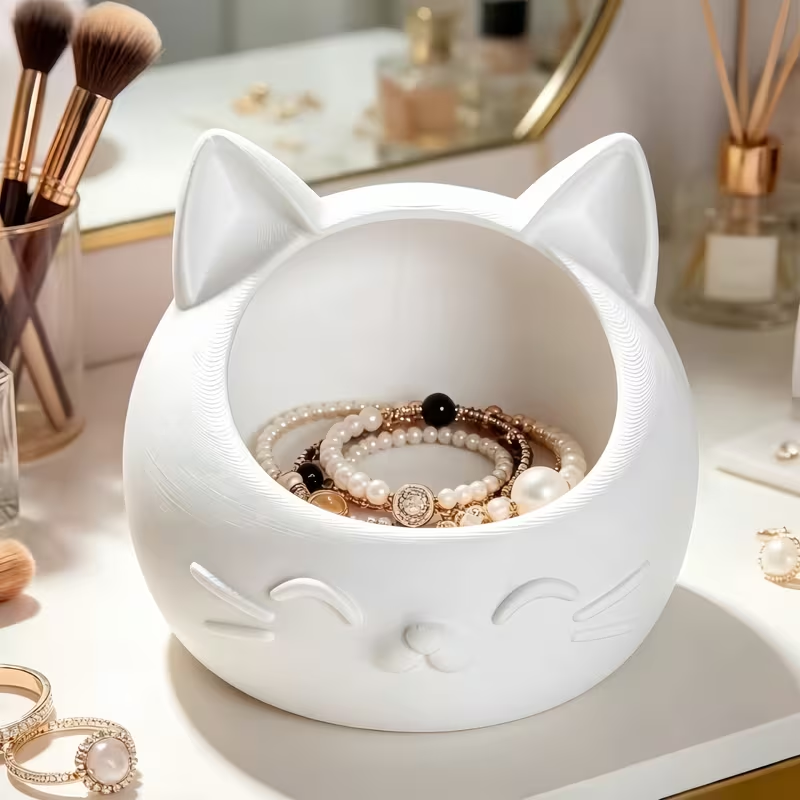 Jewelry Like Watches - กล่องเก็บของรูปแมวการ์ตูนขนาดเล็ก น่ารัก เหมาะสำหรับวางข้างเตียงเพื่อเก็บของชิ้นเล็กๆ เช่น เครื่องประดับและนาฬิกา