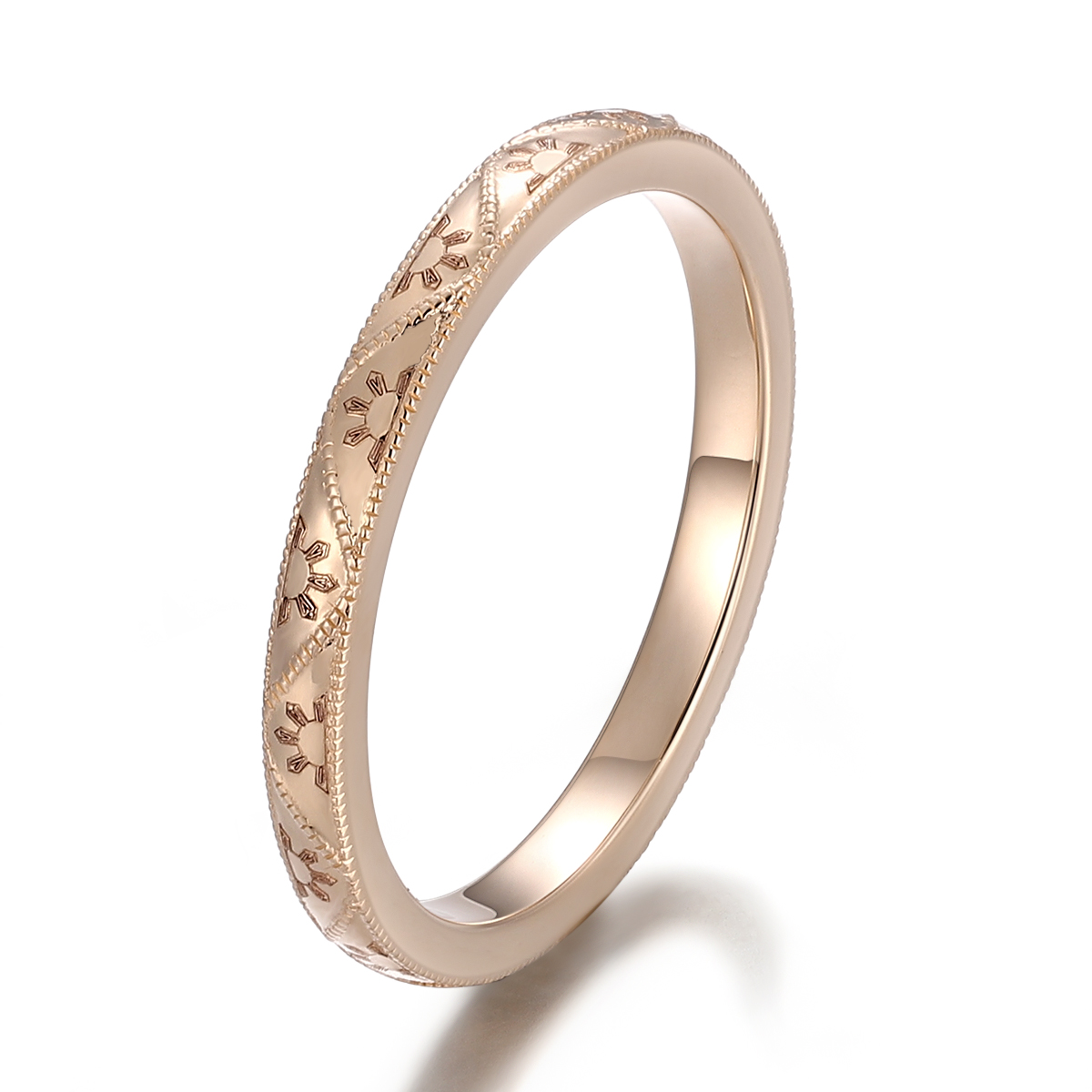 Sterling Silver Ring - เครื่องประดับเงินแท้ 925 โปรวอง แหวนแต่งงานลายมิลเกรน สลักลายประณีต ชุบทองคำขาว