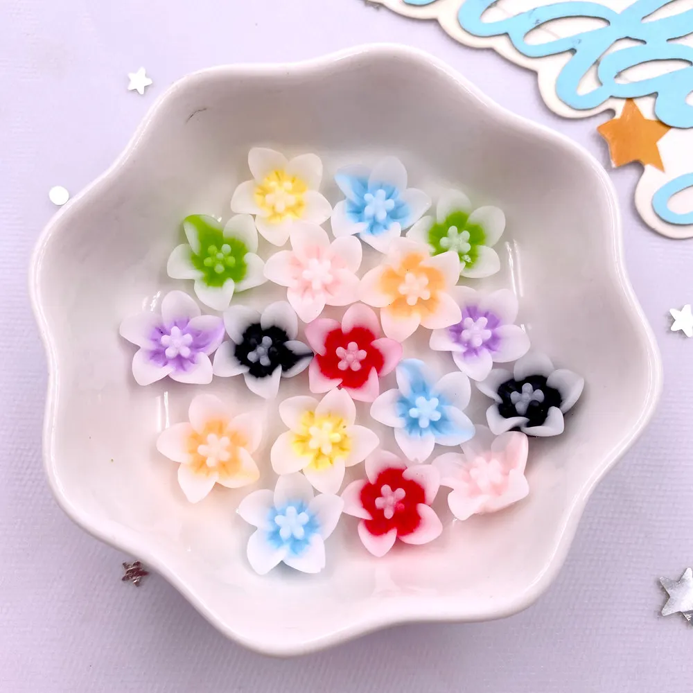 Paradise Jewelry & Watches Llc Miami - 50ชิ้นเรซิน13มม. สีสันผักบุ้งฝรั่งดอกไม้3D สมุดภาพหินหลังเรียบสำหรับตกแต่งงานแต่งงานงานประดิษฐ์งานฝีมือเครื่องประดับ