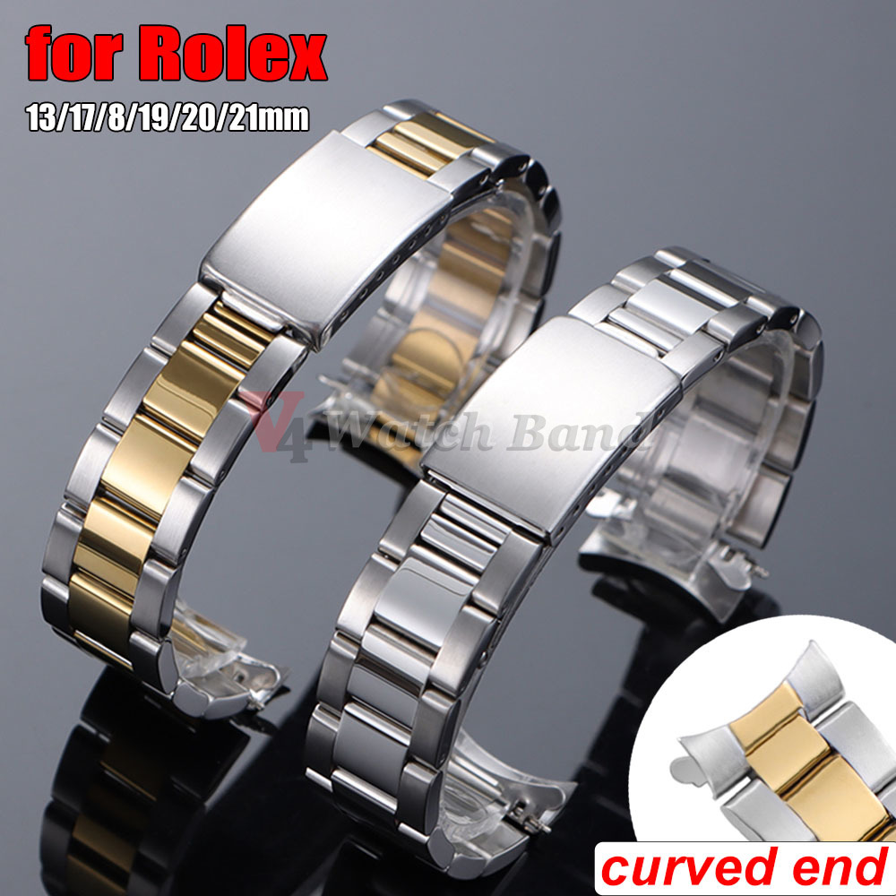 Jewelry Rolex Watches - ปลายโค้งโลหะสําหรับRolexสําหรับน้ําGhostนาฬิกา 13/17/18/19/20/21 มม.สแตนเลสสายรัดข้อมือสําหรับOysterสร้อยข้อมือ