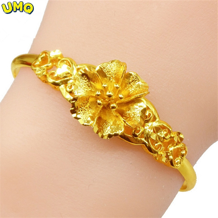 Rose Gold Bracelet - UMQ สร้อยข้อมือทอง24K 999เต็มรูปแบบ Dragon และ Phoenix