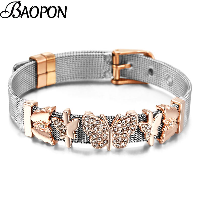 Best Jewelry Watches Women - สร้อยข้อมือตาข่ายสแตนเลสสำหรับผู้หญิงสร้อยข้อมือนาฬิกาข้อมือสำหรับผู้ชายรูปผีเสื้อสร้อยข้อมือแบรนด์กำไลข้อมือของขวัญเครื่องประดับคู่รักที่ดีที่สุด