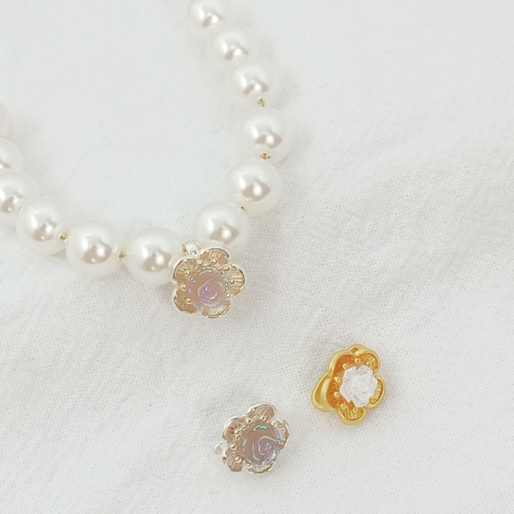Rose Gold Bracelet - หัวเข็มขัดติดปกเสื้อแบบโบราณสีเงิน 18K สีทองชมพู, หัวเข็มขัดแบบดอกไม้, หัวเข็มขัดแบบโซ่, เครื่องประดับแฟชั่นสำหรับทำสร้อยข้อมือ