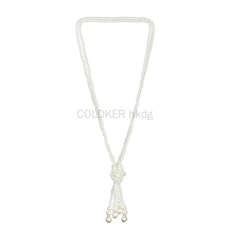 Pearl Necklace - สร้อยคอมุกยุค 1920 แฟชั่นมุกเทียม เครื่องประดับสไตล์แกตสบี้ วินเทจ สำหรับงานปาร์ตี้