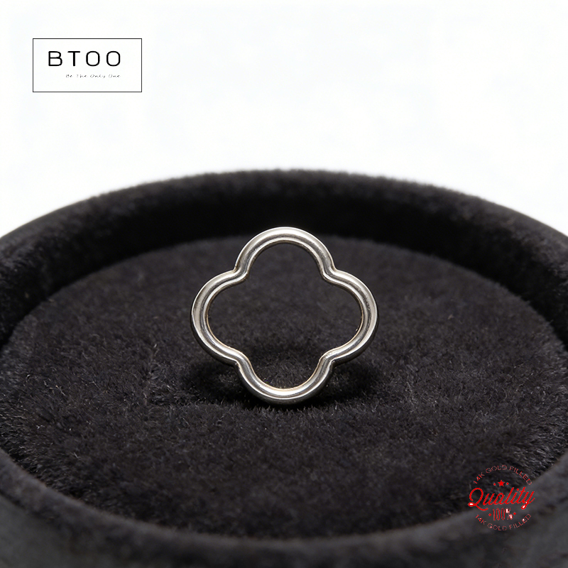 Sterling Silver Ring - ตัวเชื่อมต่อรูปดอกไม้เงินแท้ จี้รูปโคลเวอร์ ตัวเชื่อมต่อสำหรับเครื่องประดับเงินแท้ 925 วงแหวนโคลเวอร์