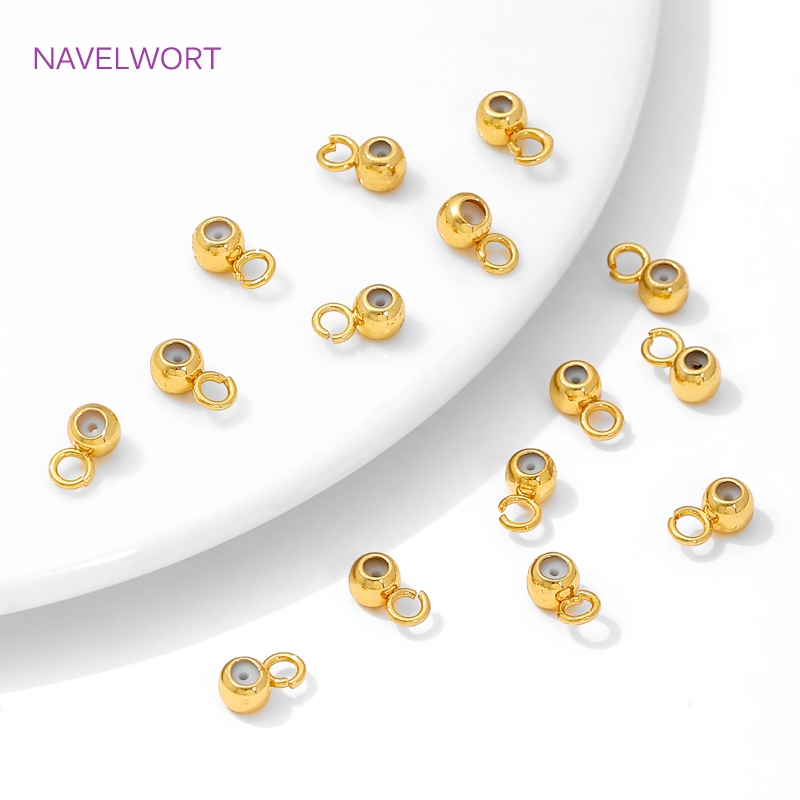 Gold Plated Ring - ลูกปัดซิลิโคนชุบทอง 18K พร้อมห่วง, ตัวเชื่อมลูกปัดทองเหลือง, อุปกรณ์ทำสร้อยข้อมือและสร้อยคอ DIY