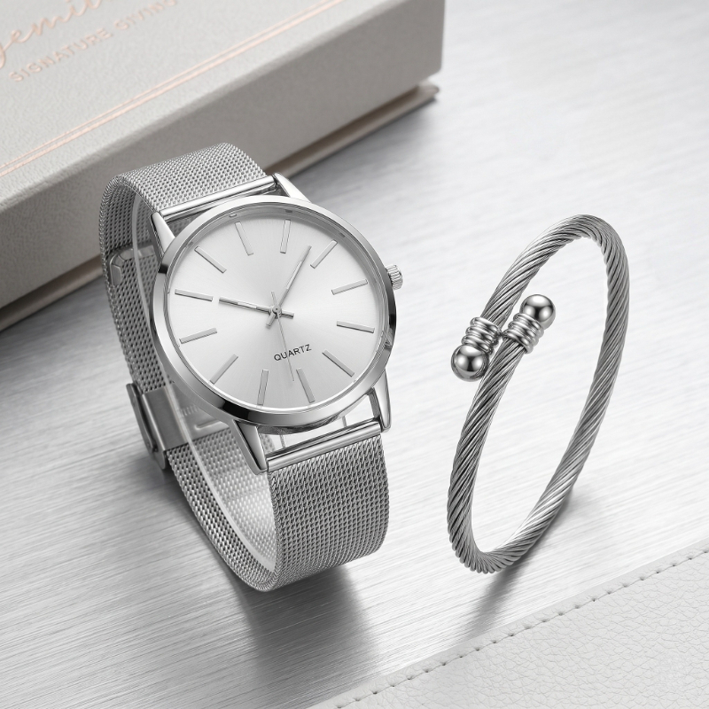 Best Jewelry Watches Women - นาฬิกาข้อมือผู้หญิงดีไซน์ใหม่ทันสมัย ชุดนาฬิกาควอตซ์หรูหราเรียบง่าย วัสดุอัลลอยด์ พร้อมกำไลข้อมือ ชุดของขวัญที่ดีที่สุดสำหรับผู้หญิงและแฟนสาว