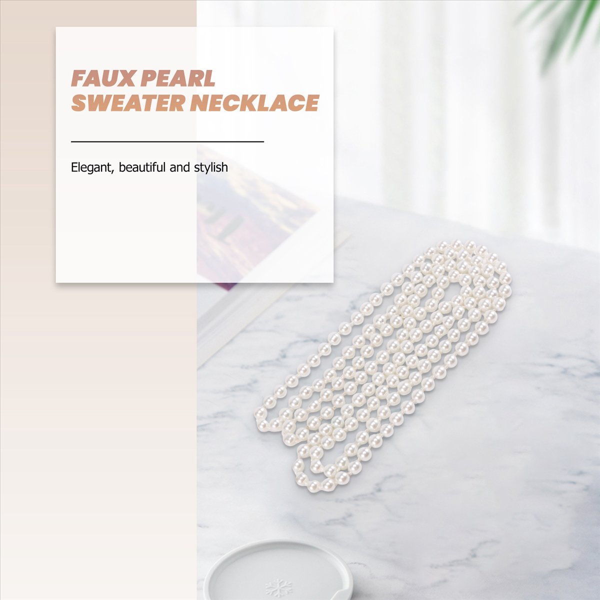 สร้อยคอโซ่ยาวประดับมุกเทียม AB - Pearl Necklace บทวิจารณ์และราคา