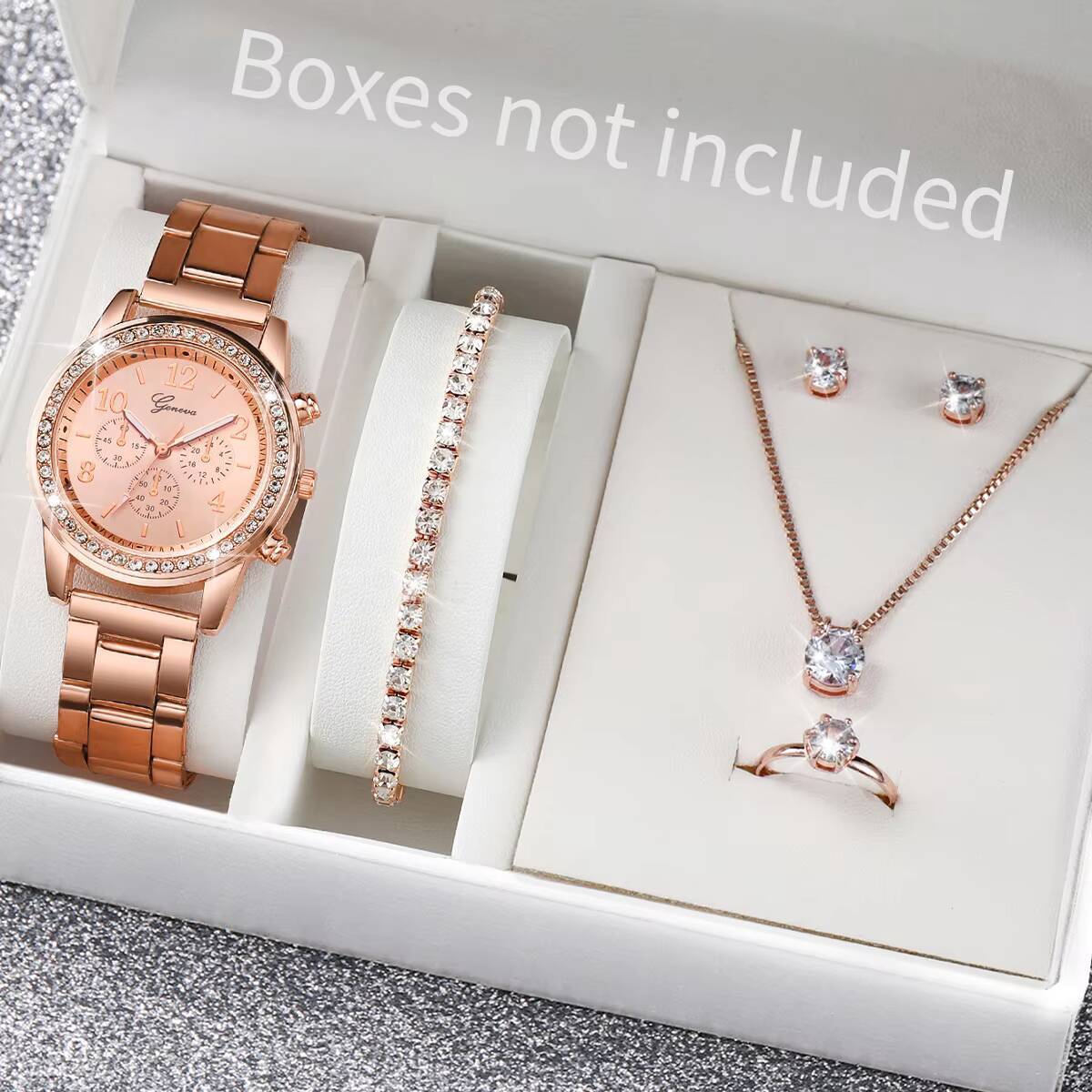 6 ชิ้น/เซ็ตแฟชั่นไรน์สโตนนาฬิก - Jewelry Like Watches บทวิจารณ์และราคา