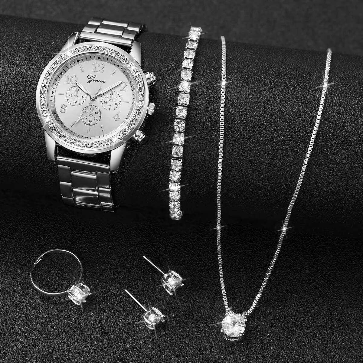 6 ชิ้น/เซ็ตแฟชั่นไรน์สโตนนาฬิก - Jewelry Like Watches บทวิจารณ์และราคา