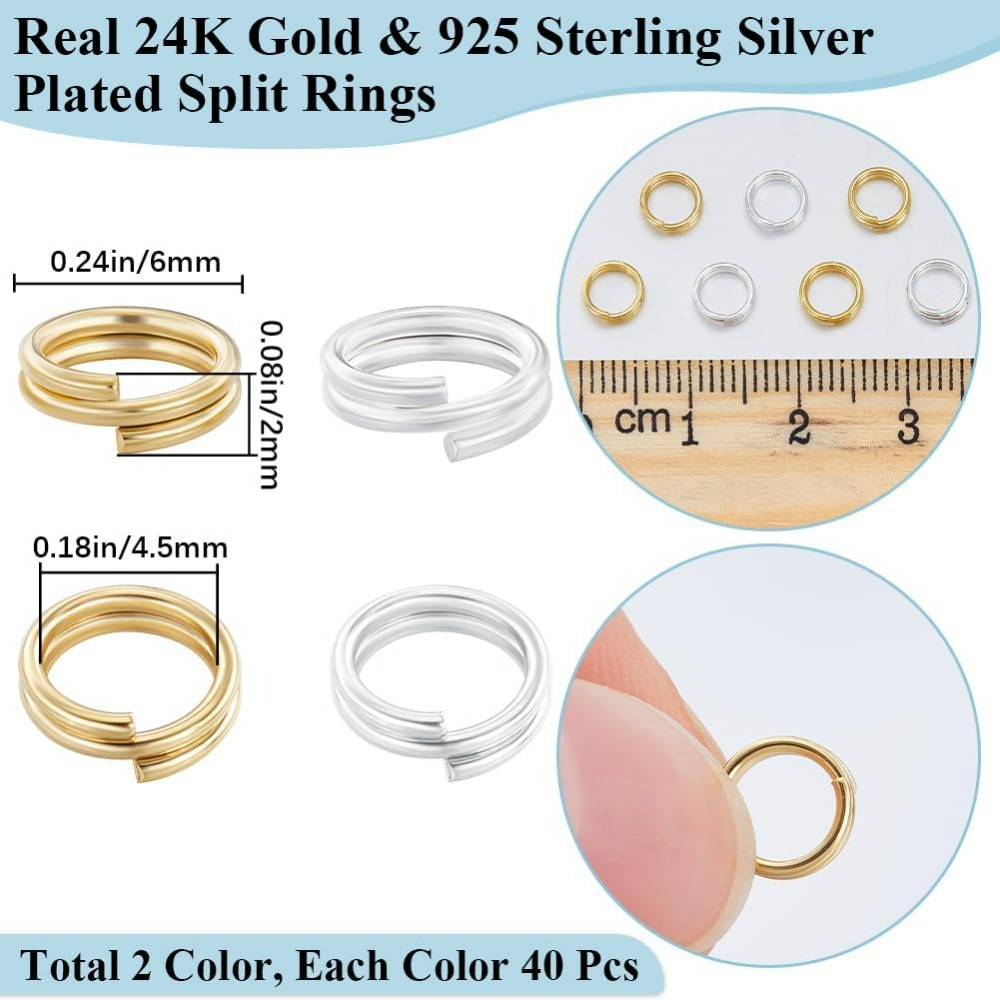 1 กล่อง 80 ชิ้นแหวนกระโดดแยก 2 - Gold Plated Ring บทวิจารณ์และราคา