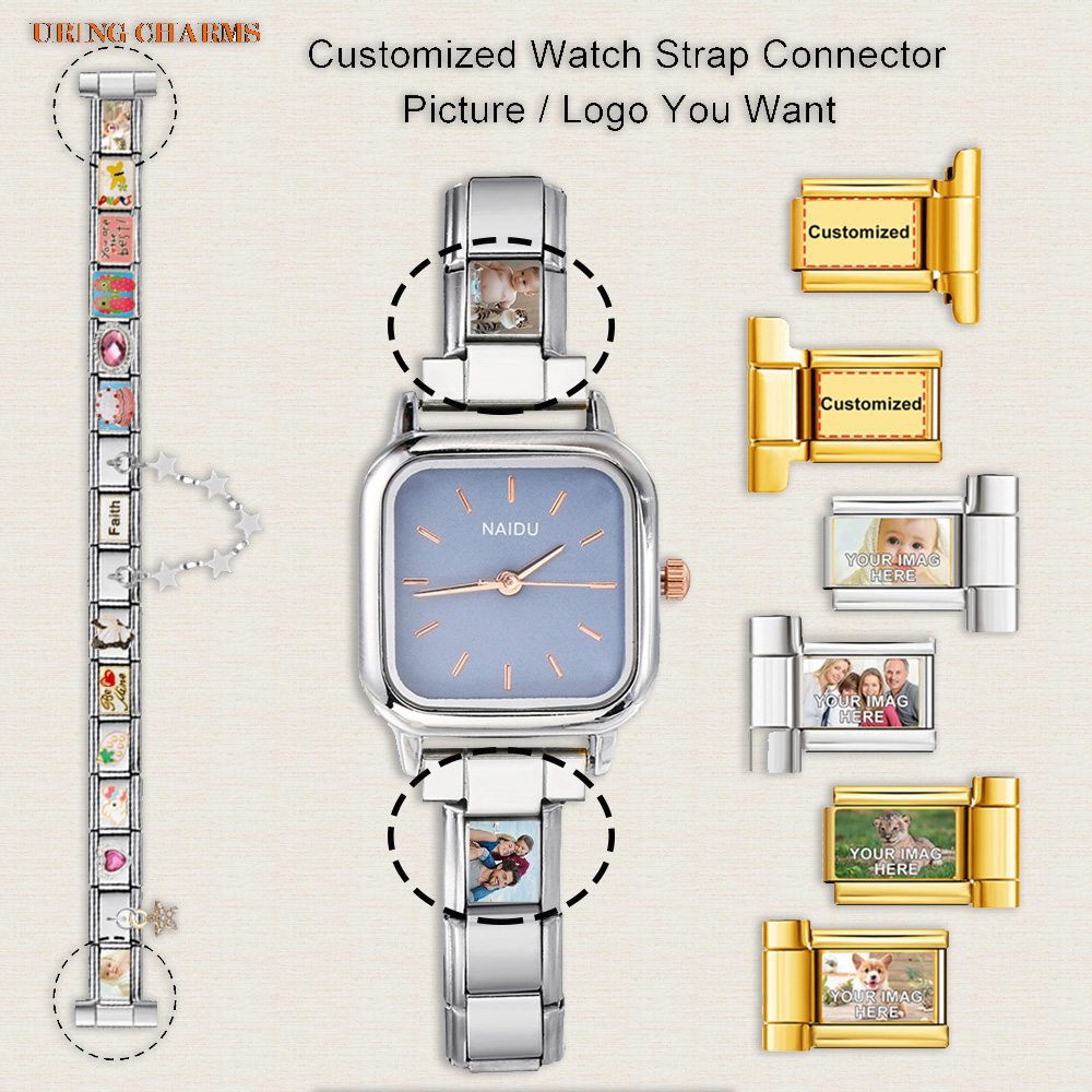 1 คู่ภาพโลโก้ที่กําหนดเองสายนา - Italian Jewelry Watches บทวิจารณ์และราคา