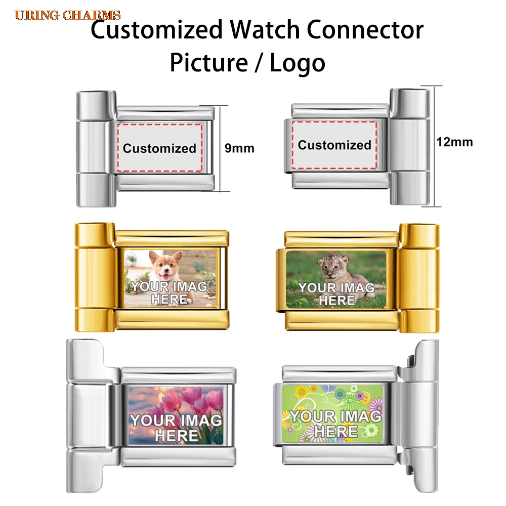 1 คู่ภาพโลโก้ที่กําหนดเองสายนา - Italian Jewelry Watches บทวิจารณ์และราคา