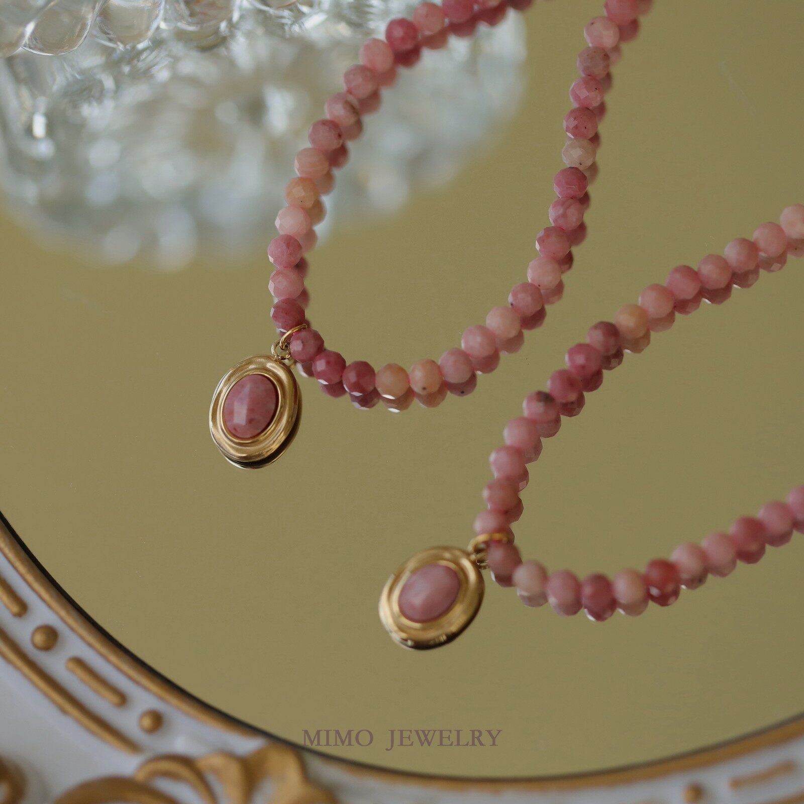 จี้หินสีแดงทรงเหลี่ยมเคลือบทอง - Rose Gold Bracelet บทวิจารณ์และราคา