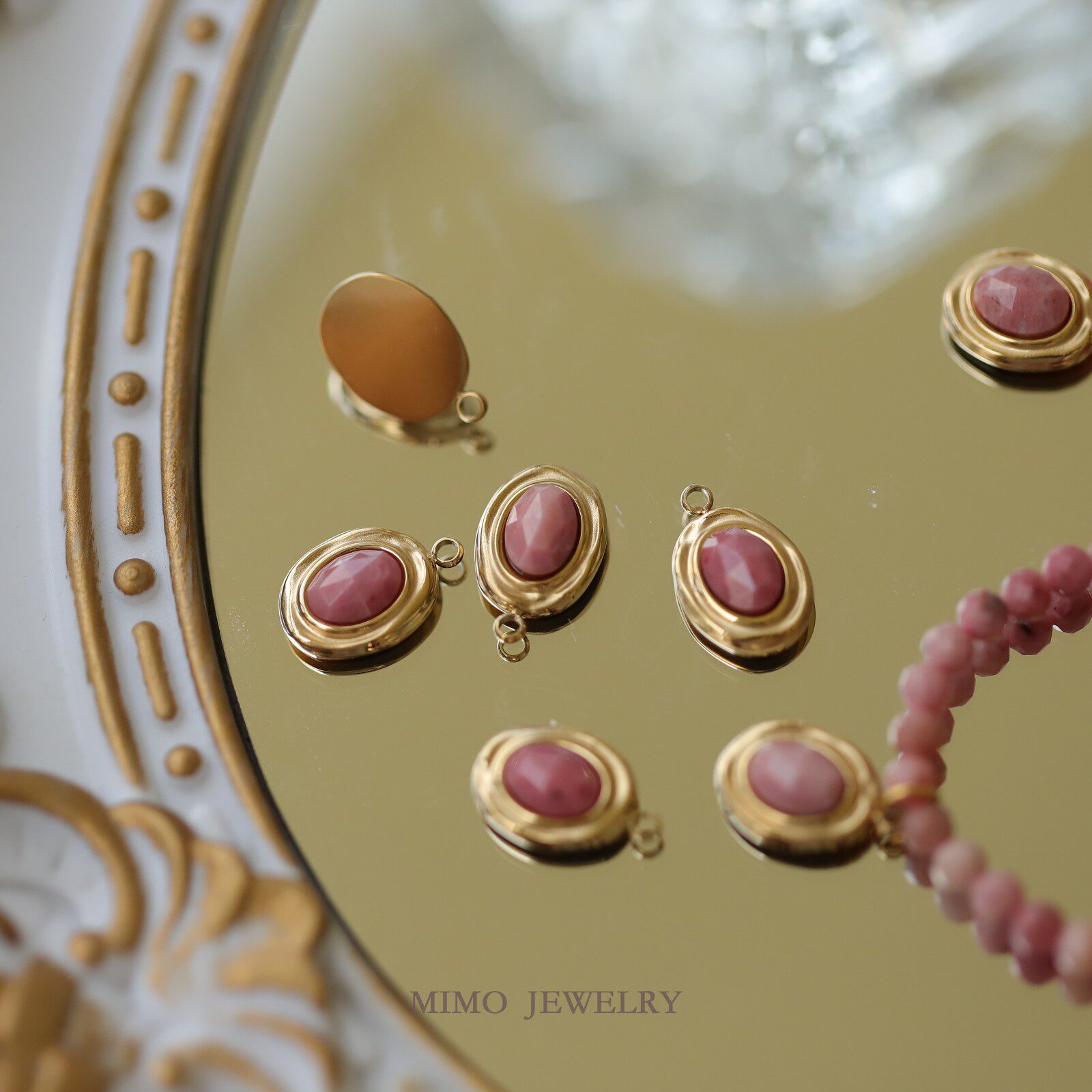 จี้หินสีแดงทรงเหลี่ยมเคลือบทอง - Rose Gold Bracelet บทวิจารณ์และราคา
